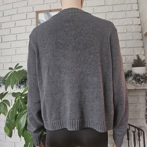 Tentree Crop Cardigan Sweater Highline Grayson Heather Gray Women's Button Down - Picture 8 of 16